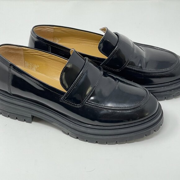 Tony Bianco Black Patent Leather Chunky Loafers Women’s Size 10 Excellent - Picture 9 of 13